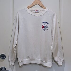Vintage 80s Reebok M Starcrest Union Jack Logo White Sweatshirt